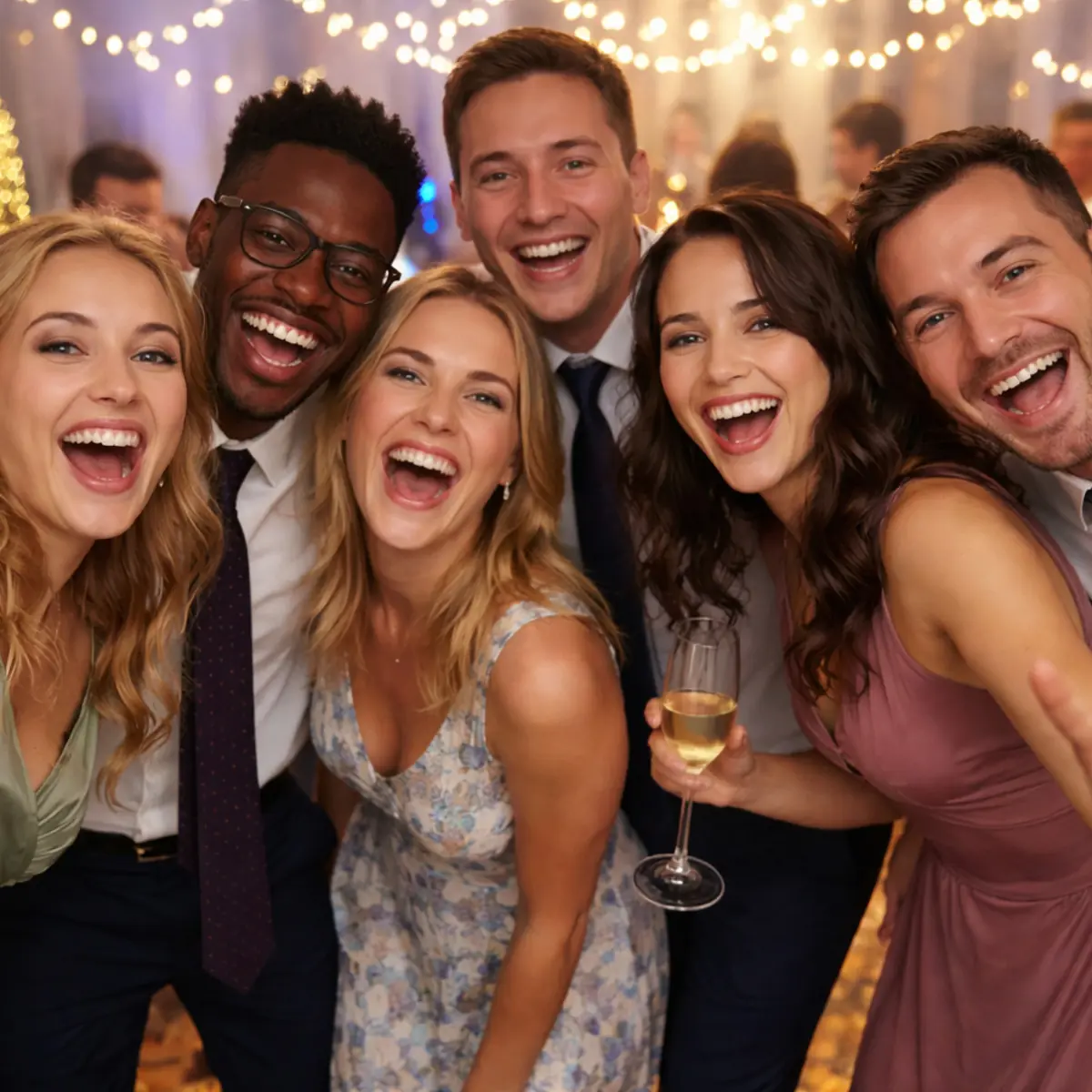 Gäste auf einem Business-Event in einem lebendigen gemeinsamen Moment